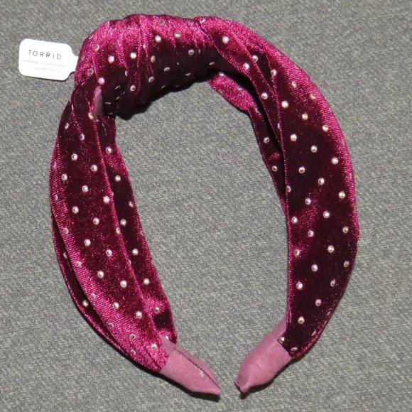 Torrid Wine Velvet Knot Studded Headband NEW - Picture 4 of 9